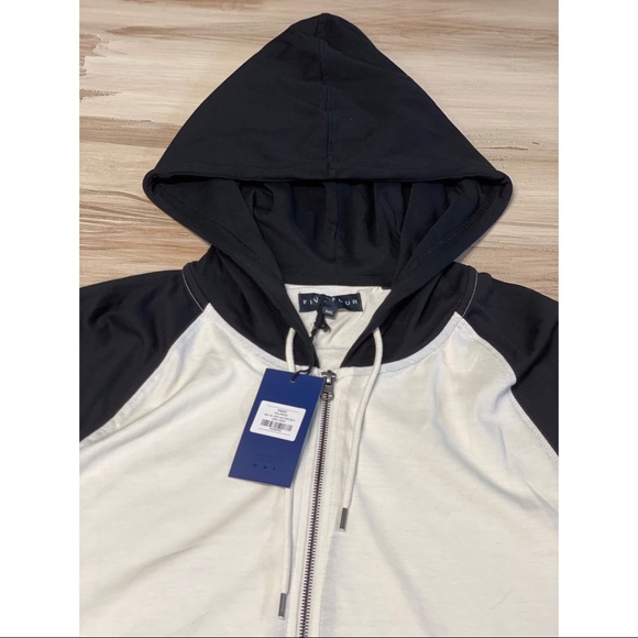 *SOLD* NWT Men's Five Four Lightweight Hoodie Sweatshirt White & Black Size 3X - Picture 3 of 4